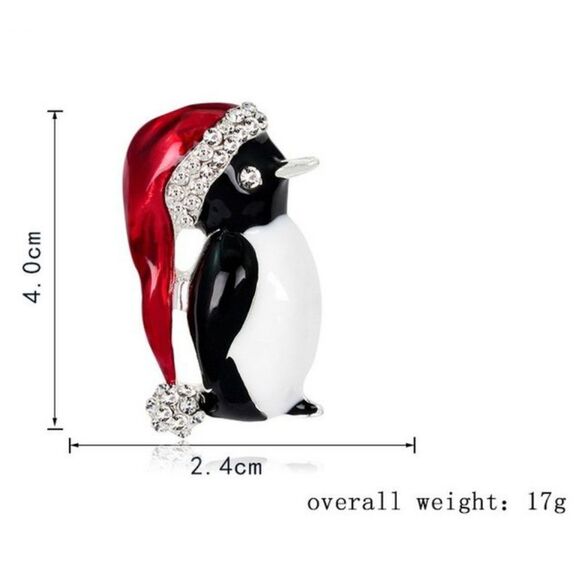 Penguin in a Christmas Hat Brooch - Picture 3 of 4